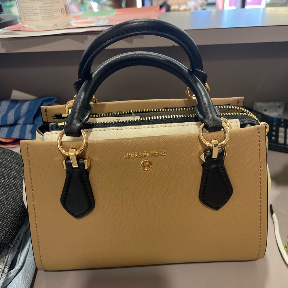 Michael Kors Black and Tan Mini Bag